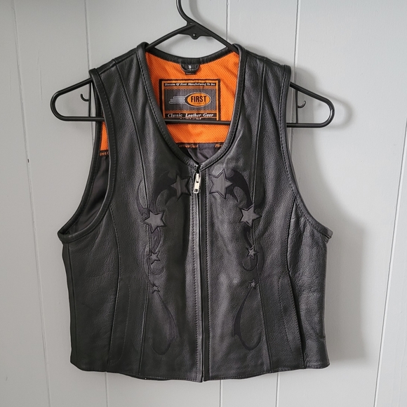 First Classic Jackets & Blazers - First Classic Women's Black Leather Vest Small